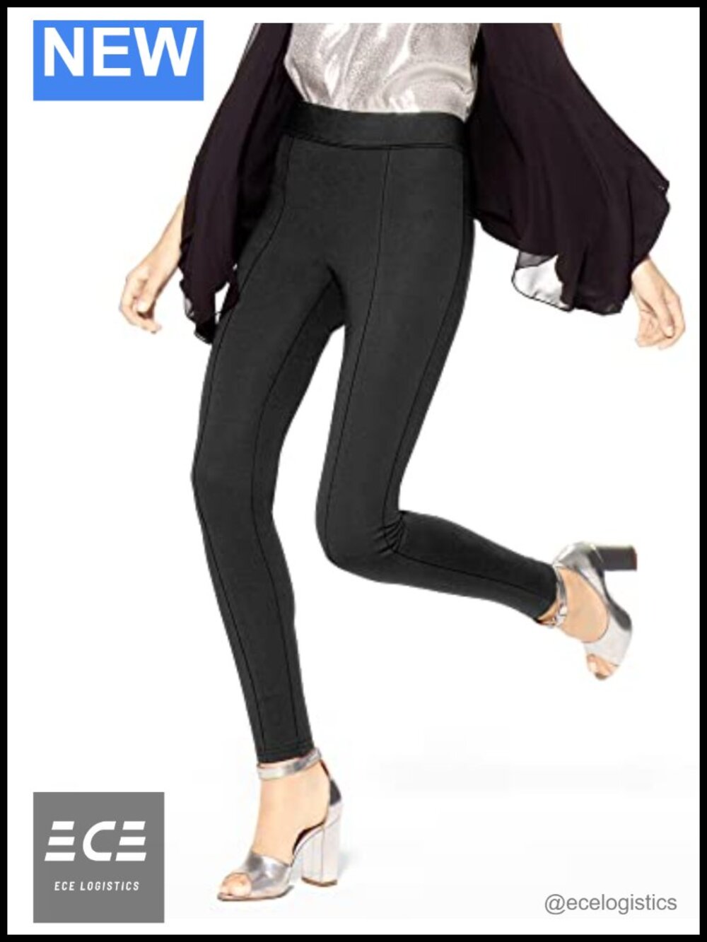 High Waist Blackout Ponte Leggings Pull On Skinny Comfortable Stretch